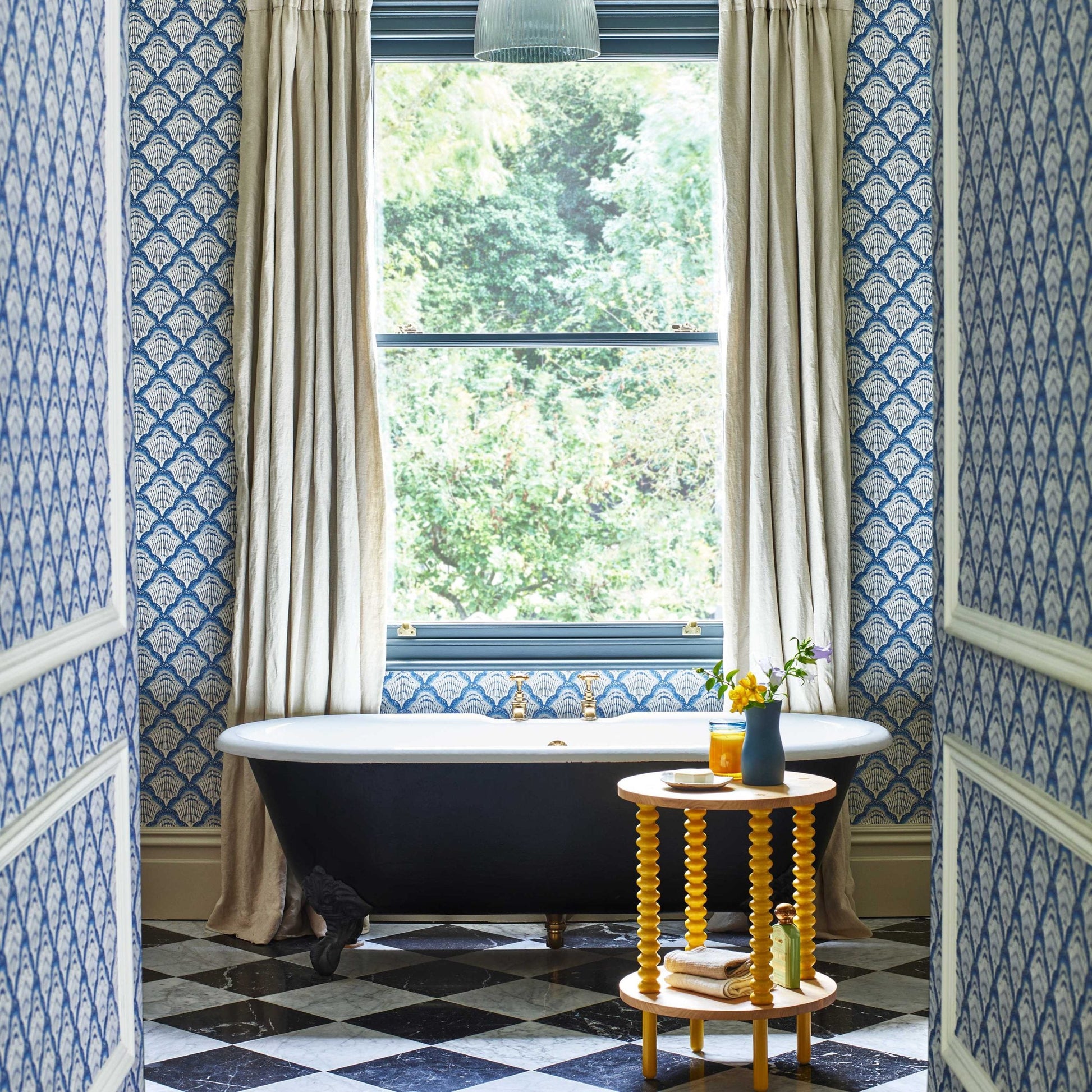 2412-179-04 - Calico Shell Wallpaper - Colbalt - 1838 wallcoverings