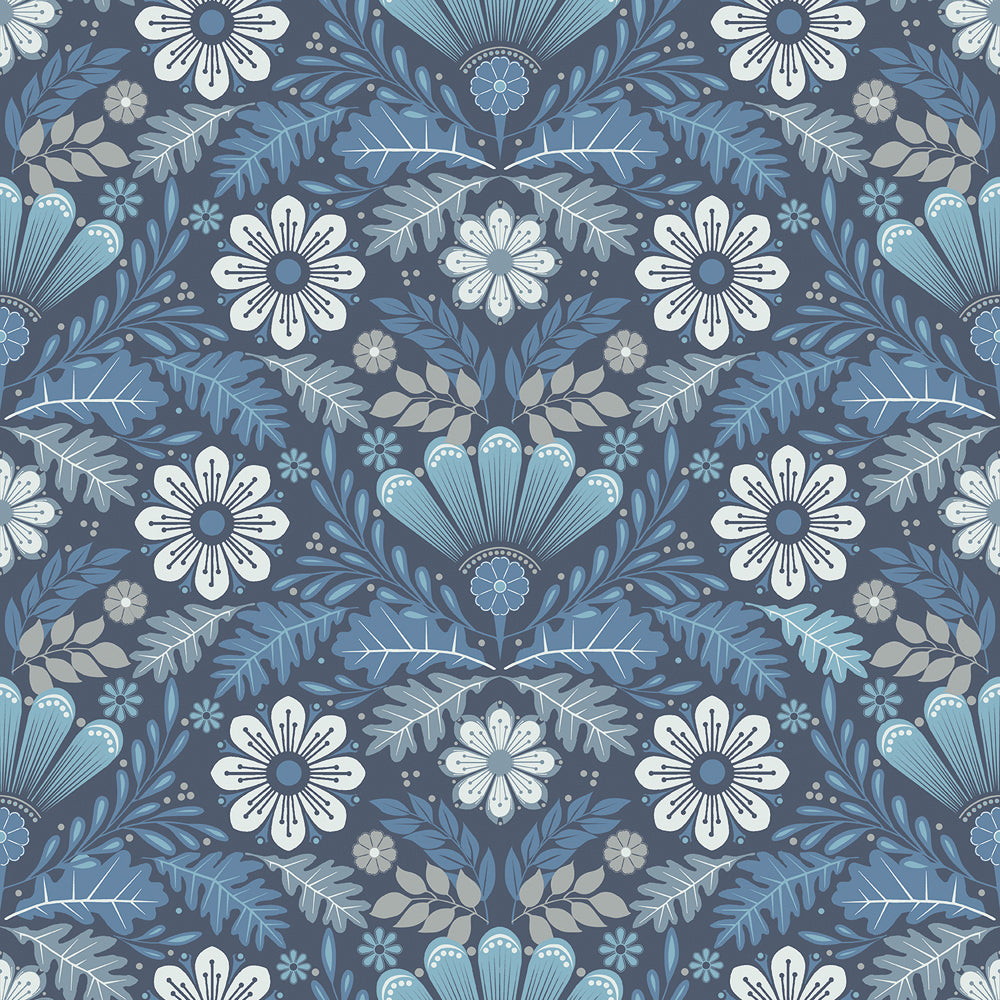 24123 - Klockrike Wallpaper - Blue - Midbec