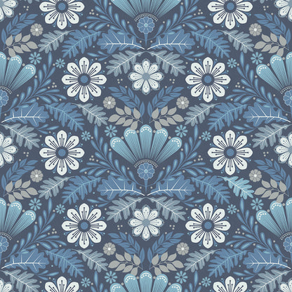 24123 - Klockrike Wallpaper - Blue - Midbec