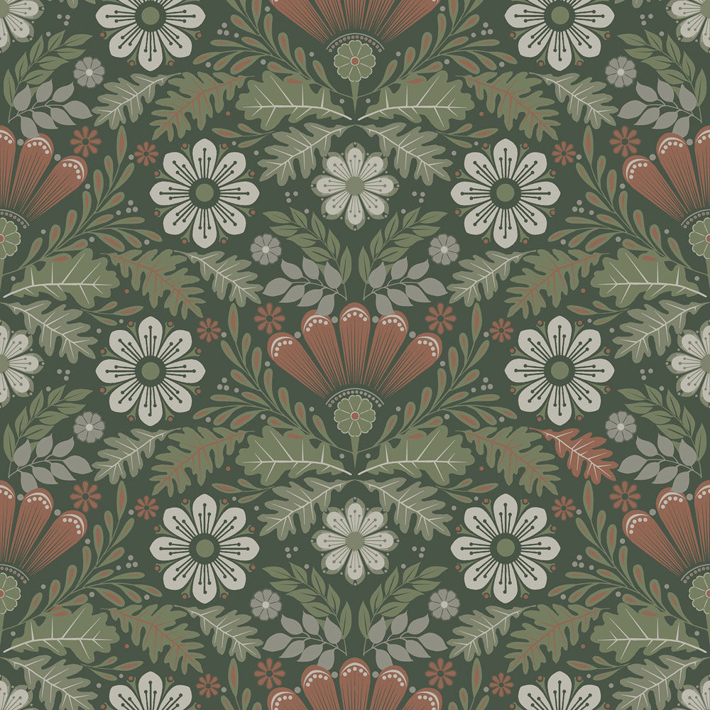 24124 - Klockrike Wallpaper - Dark Green - Midbec