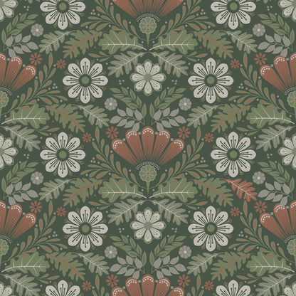 24124 - Klockrike Wallpaper - Dark Green - Midbec