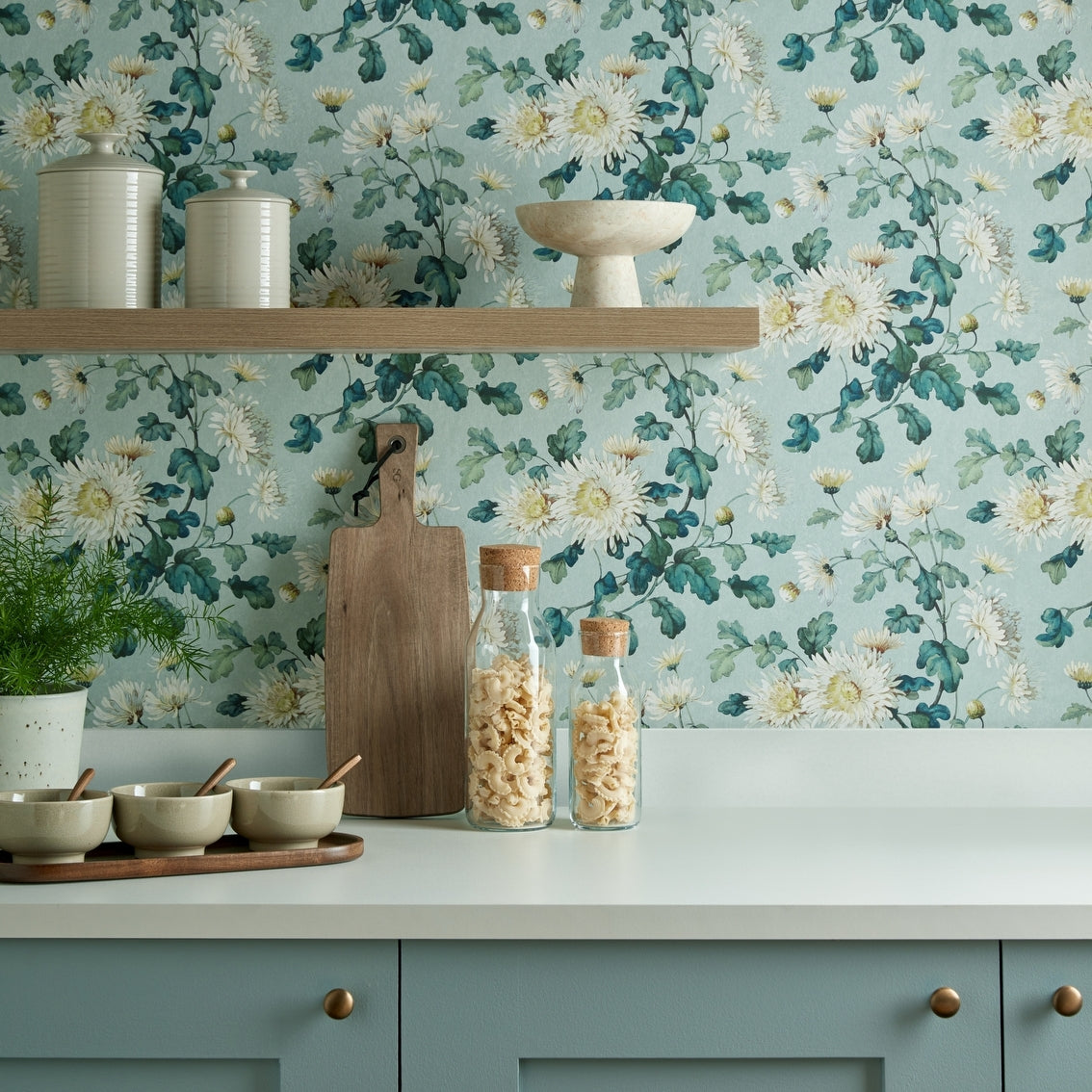 2513-190-02 - Charlotte Wallpaper - Teal - 1838 wallcoverings