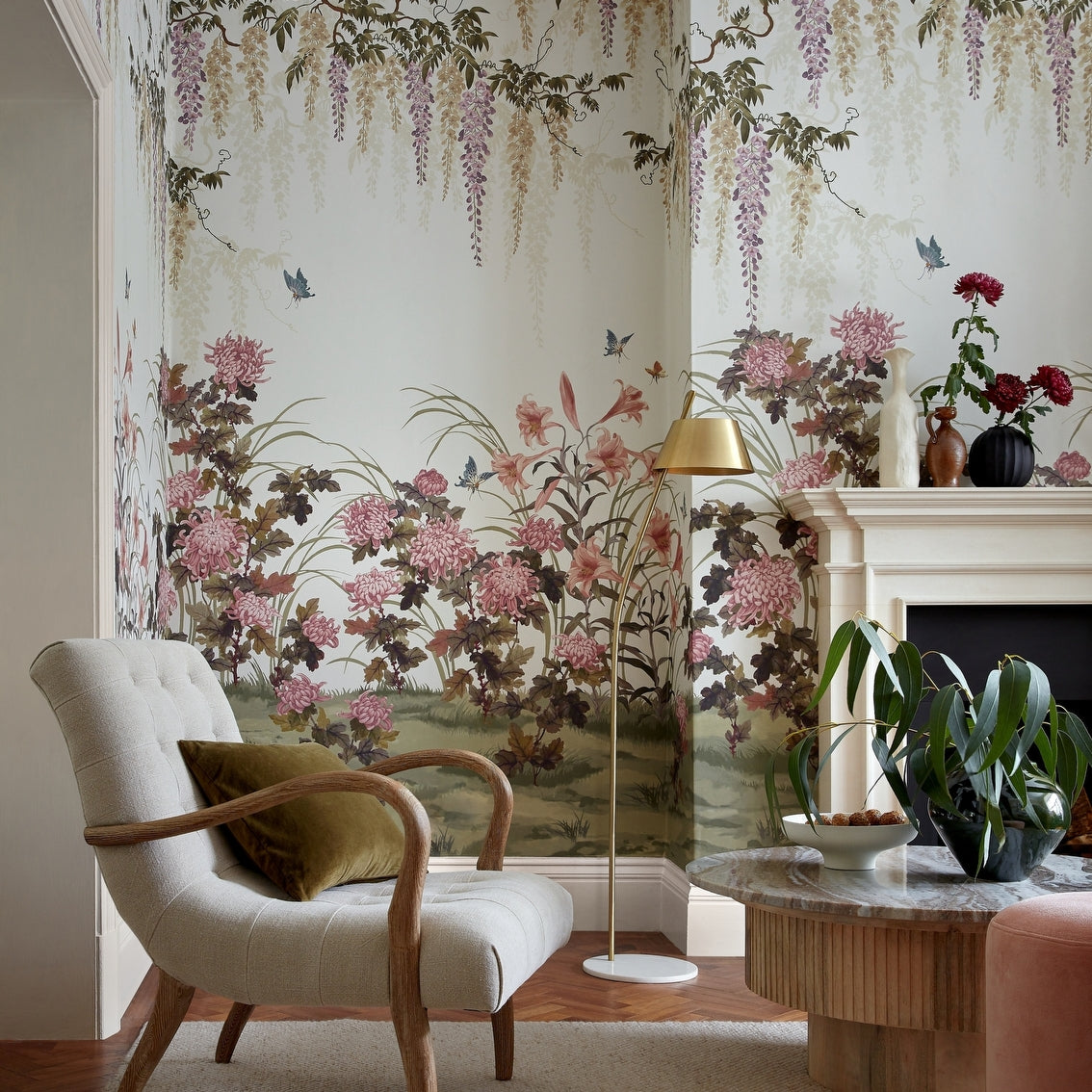 2513-191-02 - Wisteria Bloom Wall Mural - Heather - 1838 wallcoverings