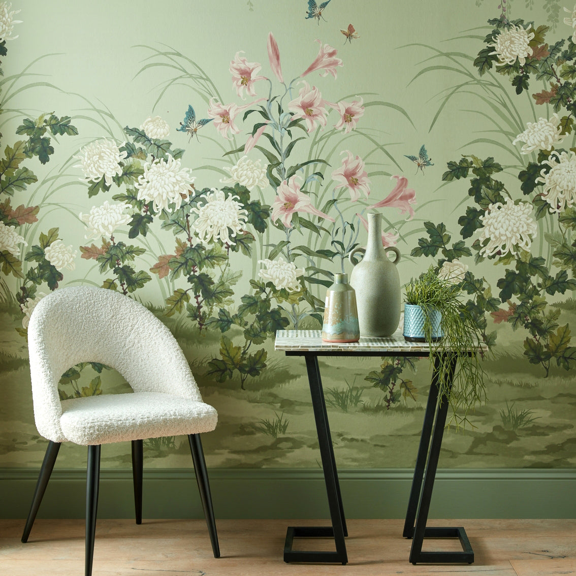 2513-191-03 - Wisteria Bloom Wall Mural - Pistachio - 1838 wallcoverings