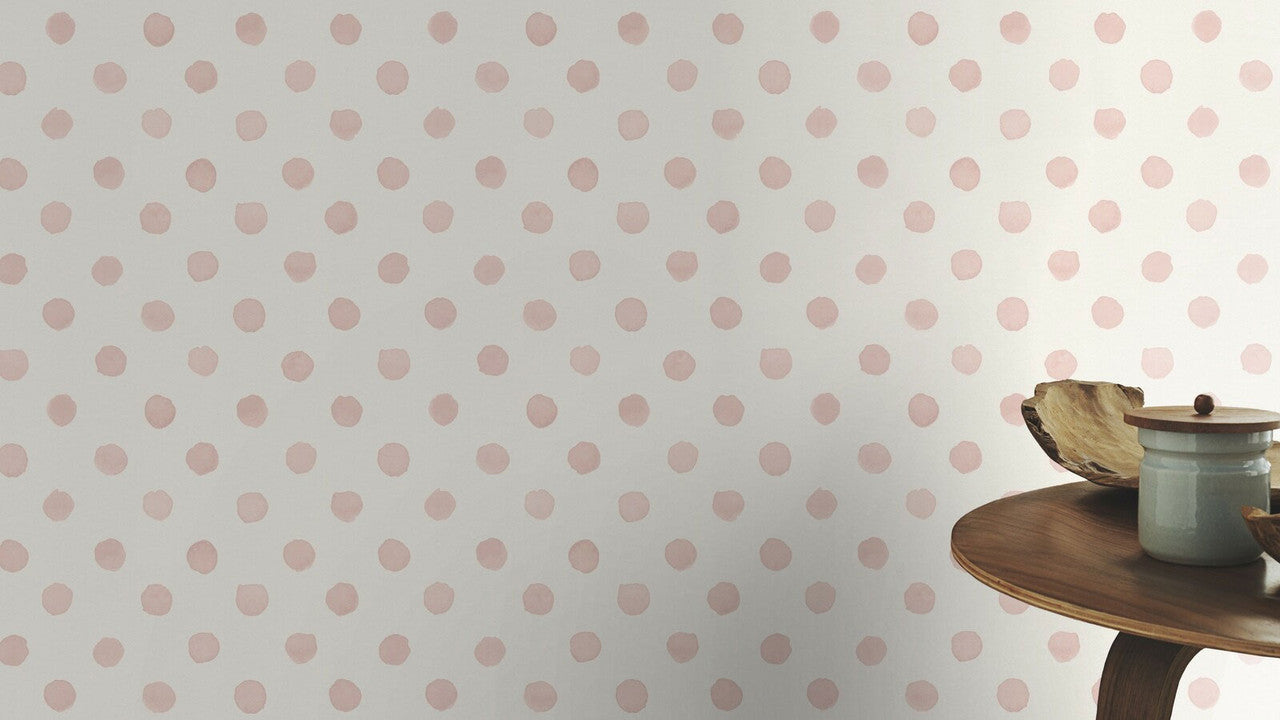 252019 - Bambino Polka Dot Painted Spot Wallpaper - Soft Pink - Rasch