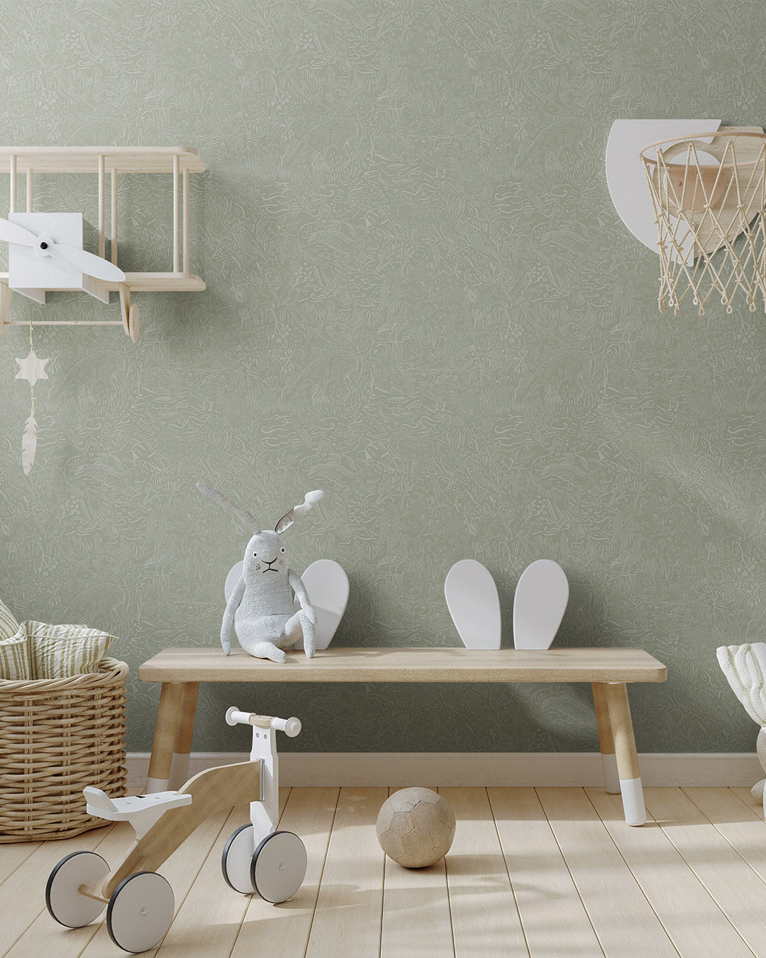 26017 - Landskapsdjur Wallpaper - Gray/Green - Midbec