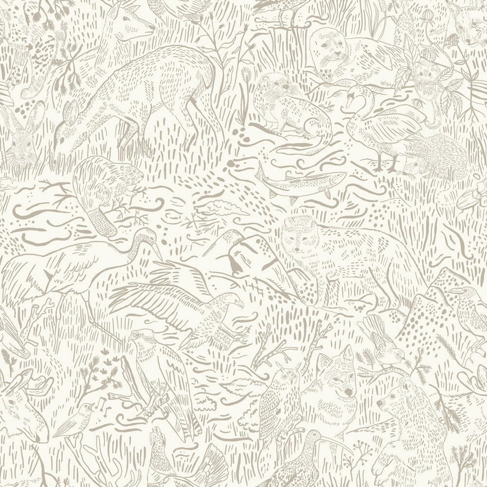 26021 - Landskapsdjur Wallpaper - Eggshell - Midbec