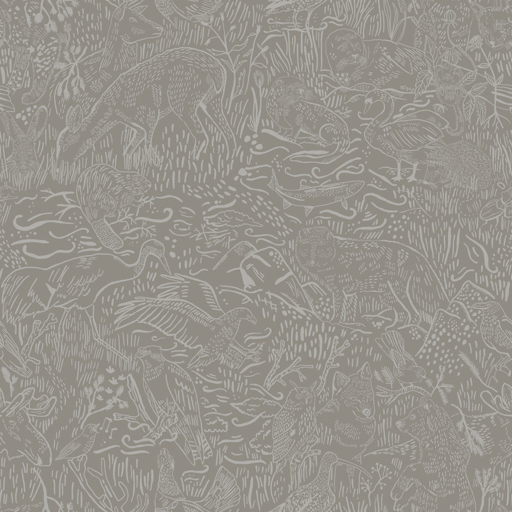 26022 - Landskapsdjur Wallpaper - Taupe - Midbec