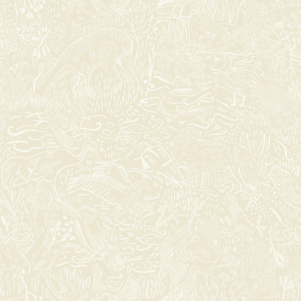 26030 - Landskapsdjur Wallpaper - Beige - Midbec
