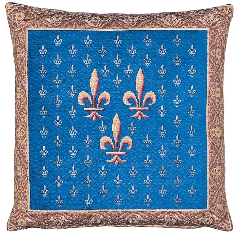 Royal Fleur de Lys Tapestry Cushion with Feather Filler 