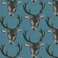 Stag Head Wallpaper - Teal - The Graduate Collection