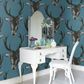 Stag Head Wallpaper - Teal - The Graduate Collection