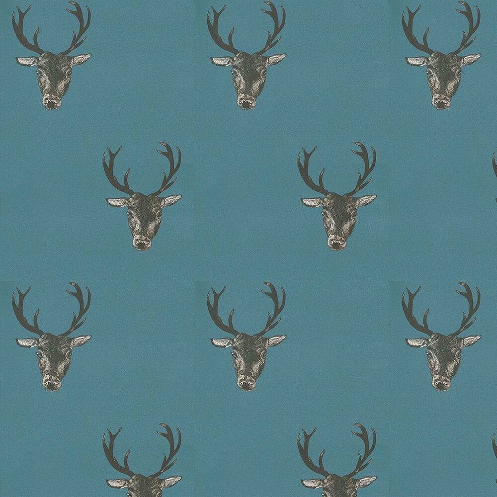 Stag Print Wallpaper - Teal - The Graduate Collection