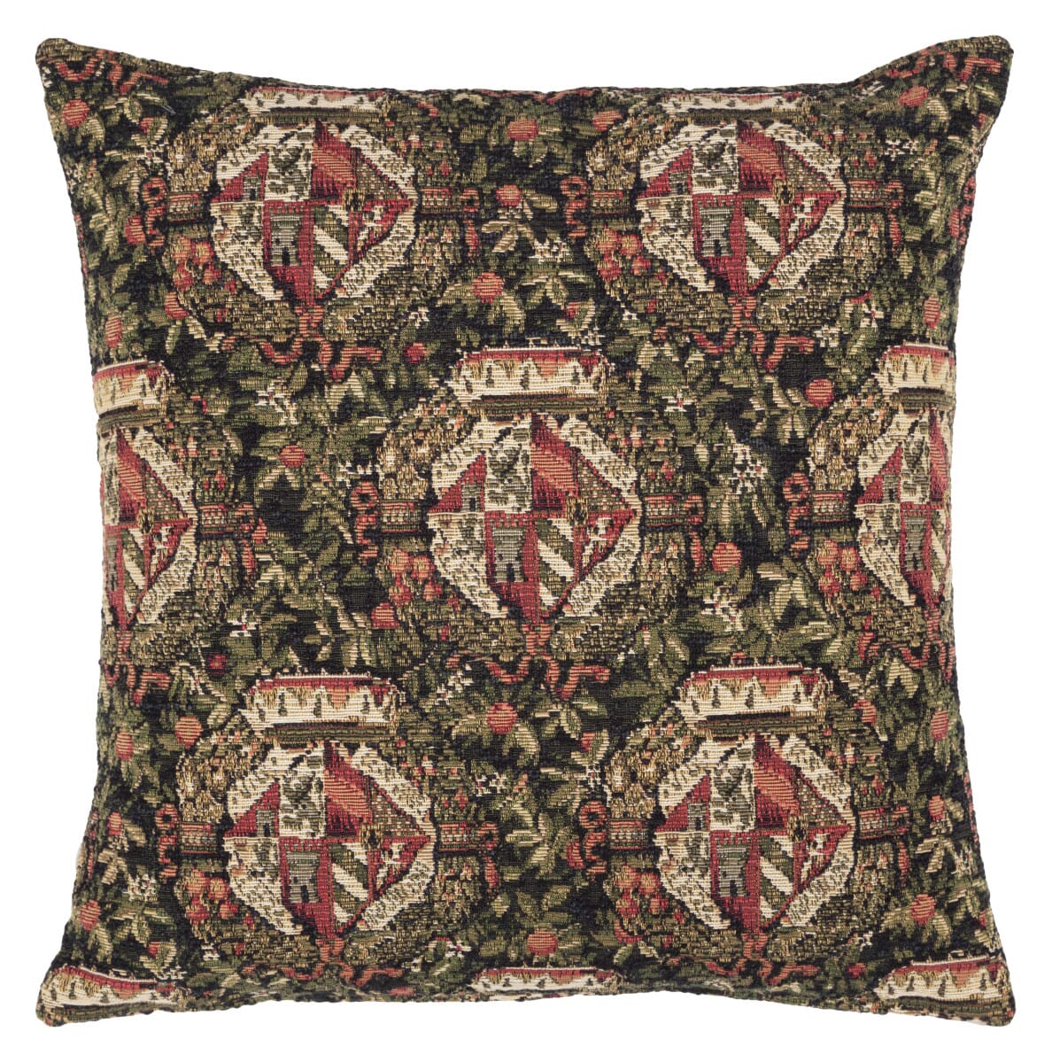 Mille-Fleurs Armorials Tapestry Cushion with Feather Filler 