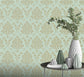 274973 - Highgrove Damask Wallpaper - Gold & Teal - Rasch