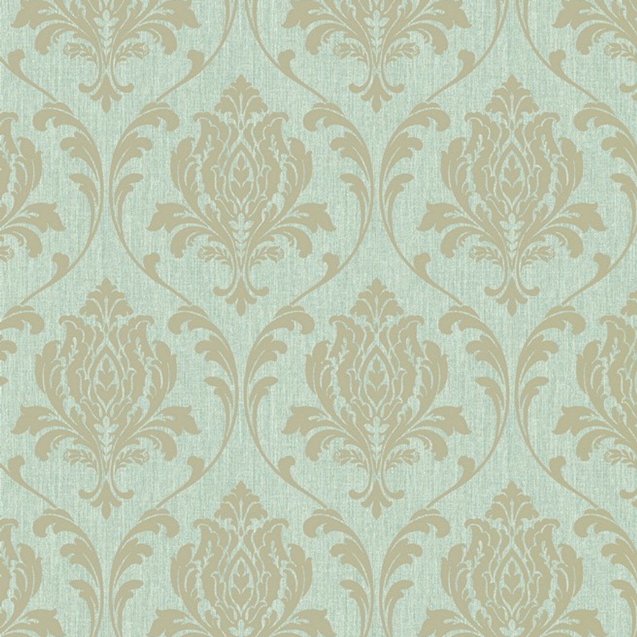 274973 - Highgrove Damask Wallpaper - Gold & Teal - Rasch