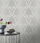 274980 - Highgrove Damask Wallpaper - Silver & Grey - Rasch