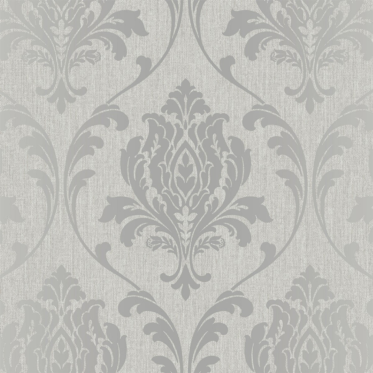 274980 - Highgrove Damask Wallpaper - Silver & Grey - Rasch