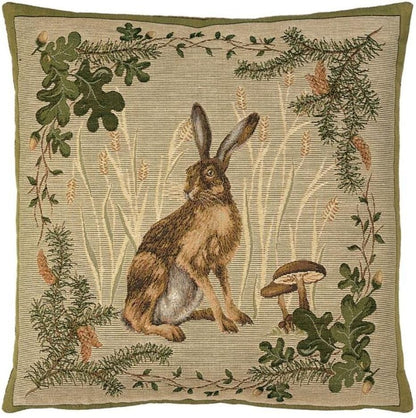 Hare Tapestry Cushion with Feather Filler 