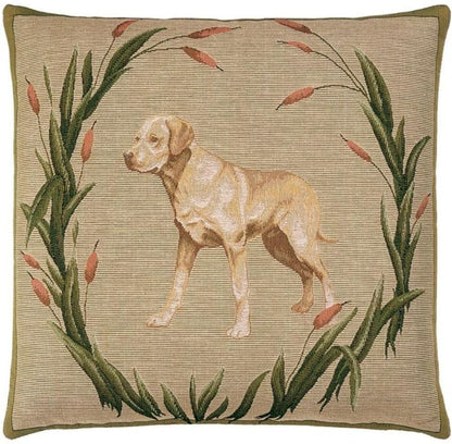 Labrador Tapestry Cushion with Feather Filler 