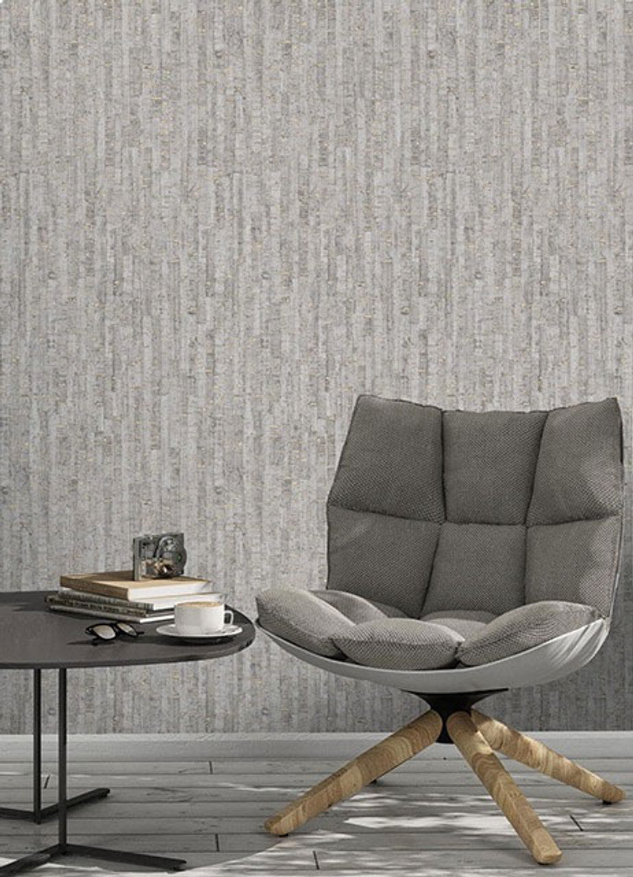 279084 - Cork Effect Montado Wallpaper - Grey & Silver - Rasch