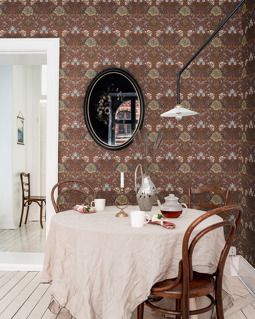 28017 - Sarah Wallpaper - Dark Red - Midbec