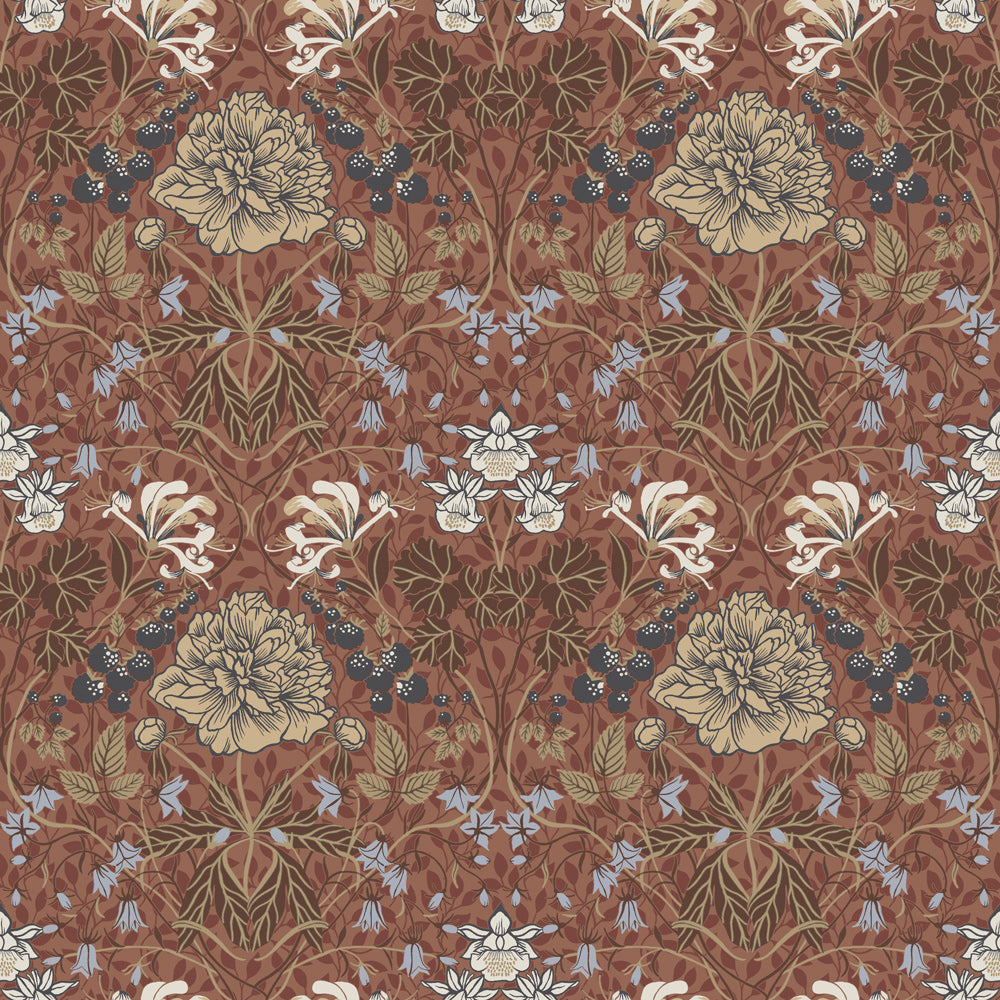 28017 - Sarah Wallpaper - Dark Red - Midbec