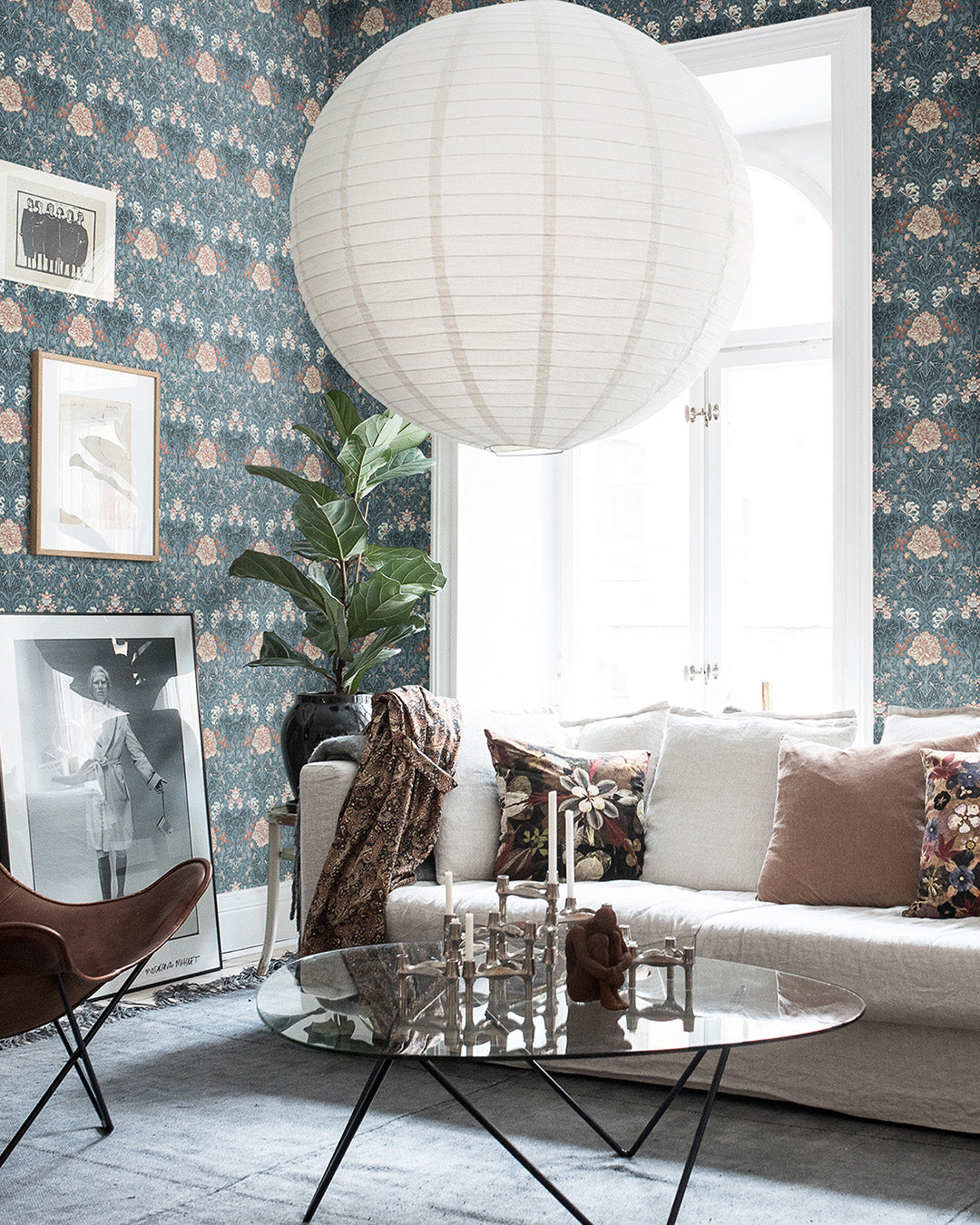 28018 - Sarah Wallpaper - Blue - Midbec