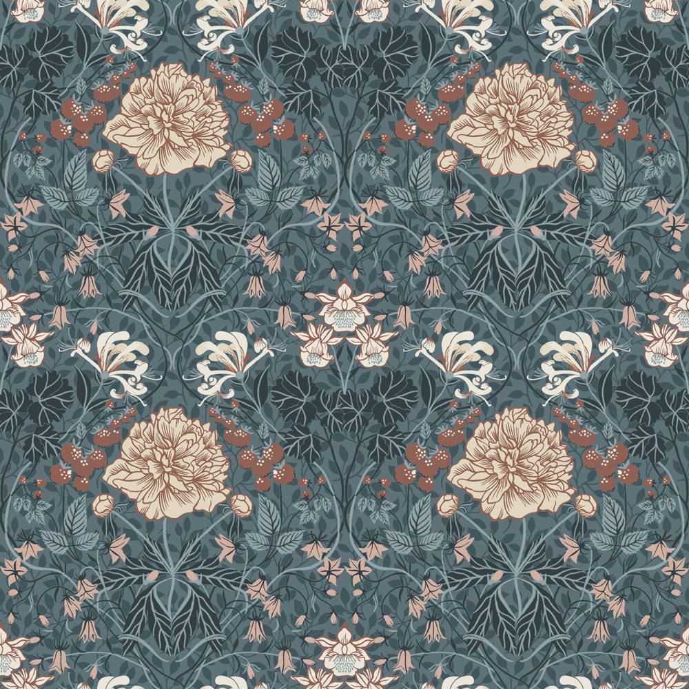 28018 - Sarah Wallpaper - Blue - Midbec