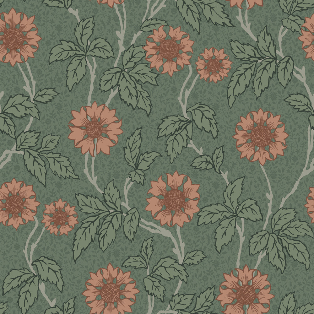 28024 - Solvej Wallpaper - Dark Green - Midbec