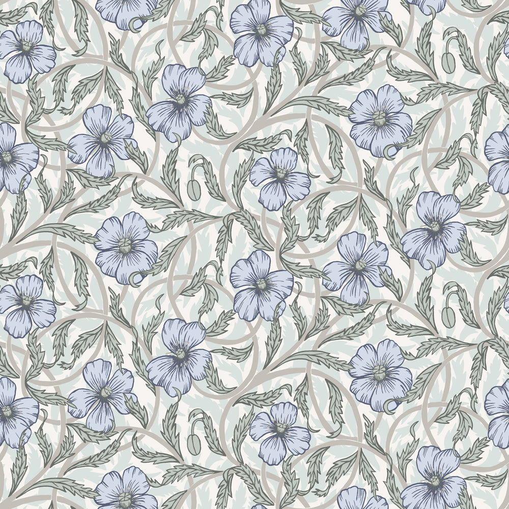28027 - Poppy Wallpaper - Light Blue - Midbec