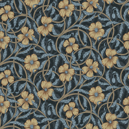 28029 - Poppy Wallpaper - Dark Blue - Midbec