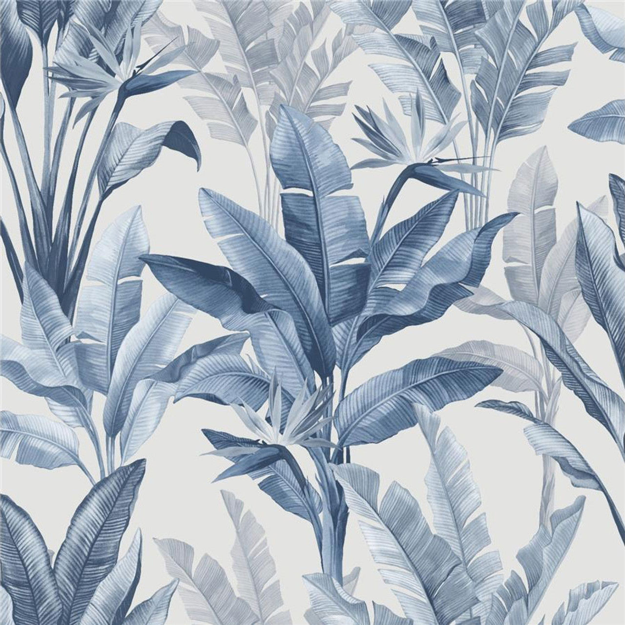 282893 - Akari Elegant Homes Madagascar Leaf Wallpaper - Blue - Rasch