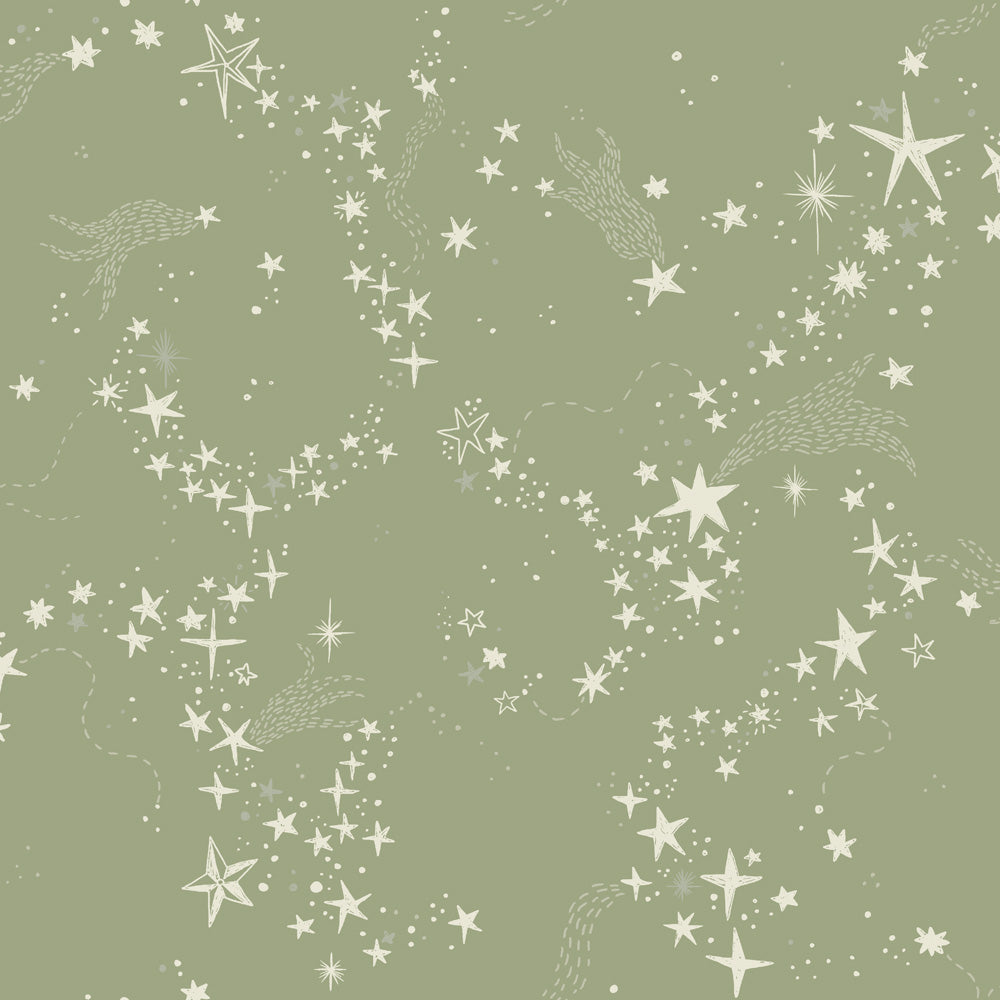 29022 - Stjarnorna Wallpaper - Green/Gray - Midbec