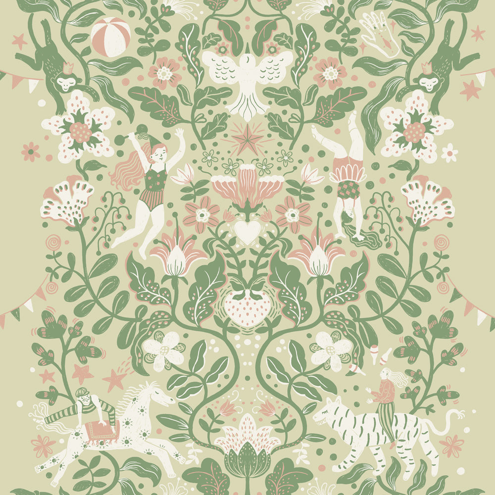 29026 - Cirkus Wallpaper - Light Green - Midbec