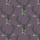 Stag Head Wallpaper - Plum - The Graduate Collection