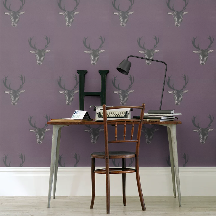 Stag Print Wallpaper - Plum - The Graduate Collection
