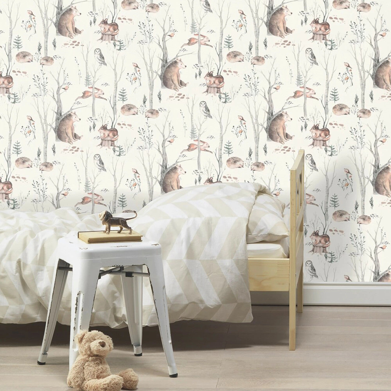 300048 - Kids World Woodland Walk Wallpaper - Neutral - Rasch