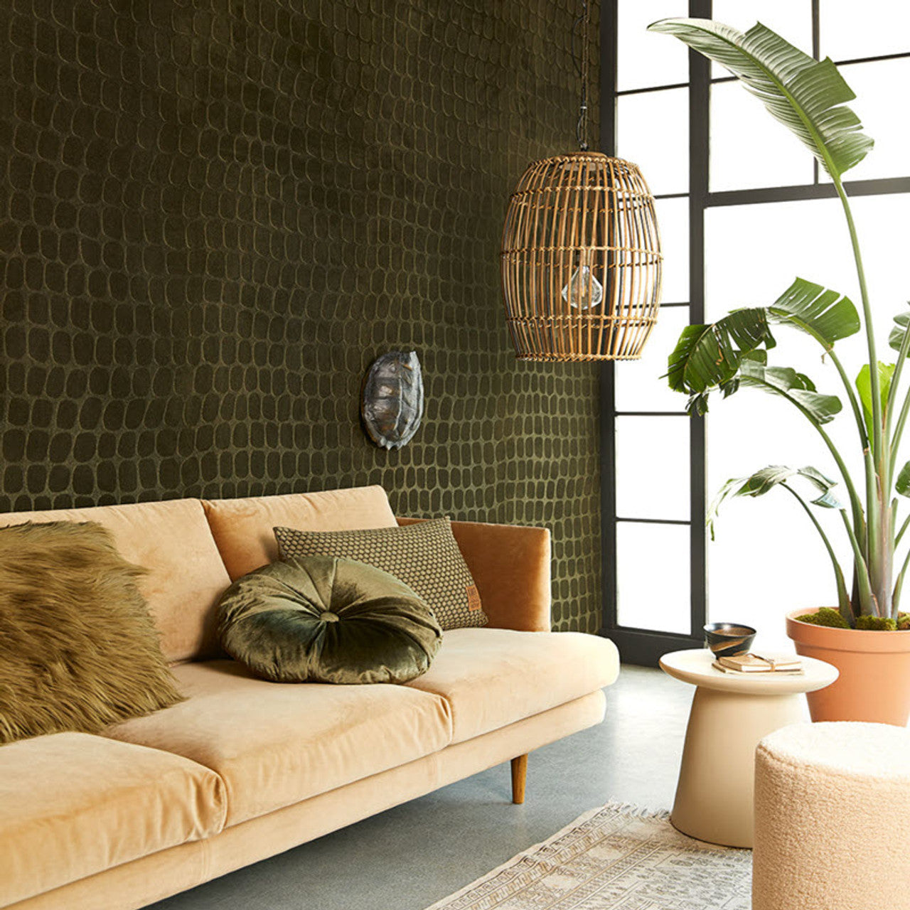 300561 - Skin Crocodile Pattern Wallpaper - Charcoal - Eijffinger