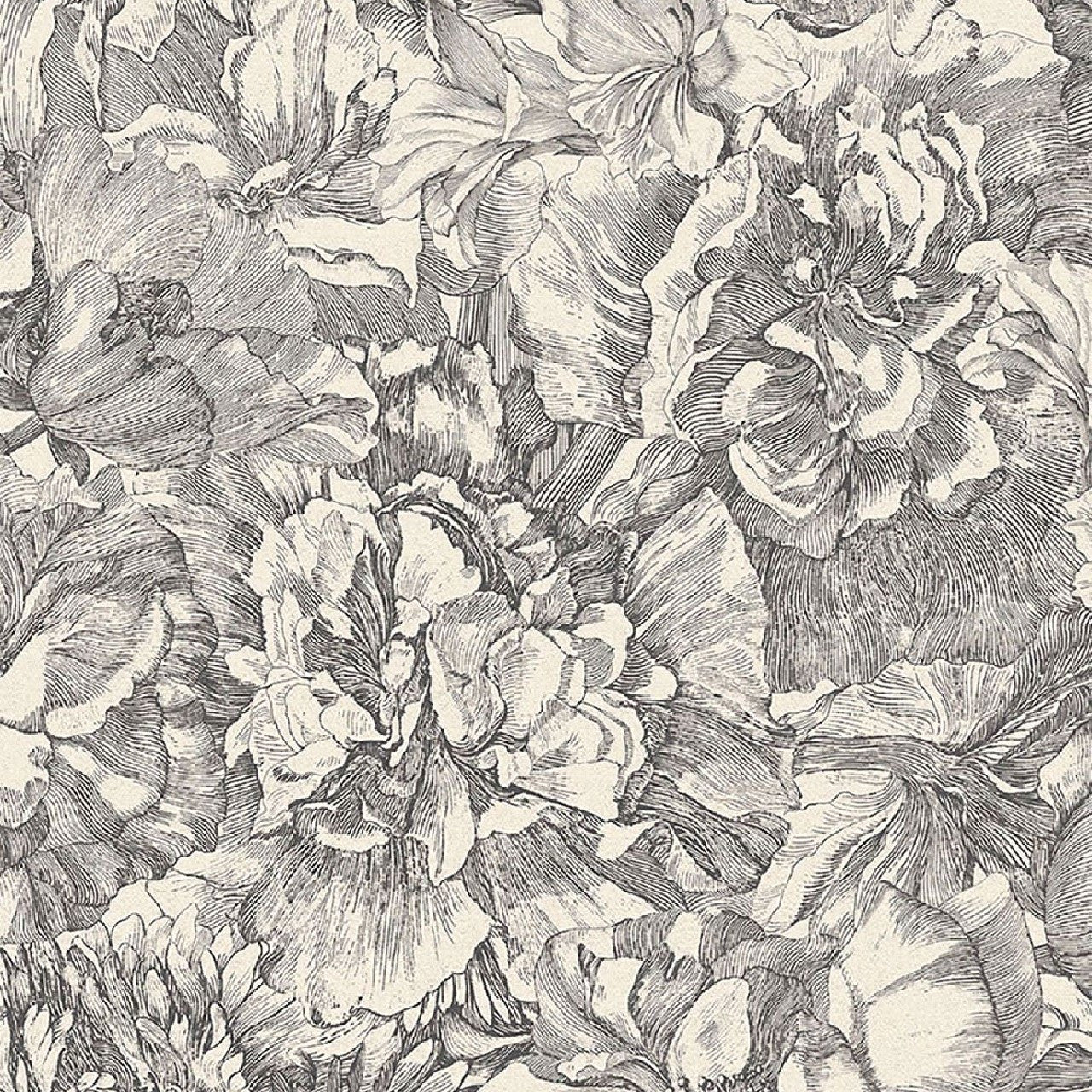 307340 - Museum Flowers Wallpaper - Black / White - Eijffinger