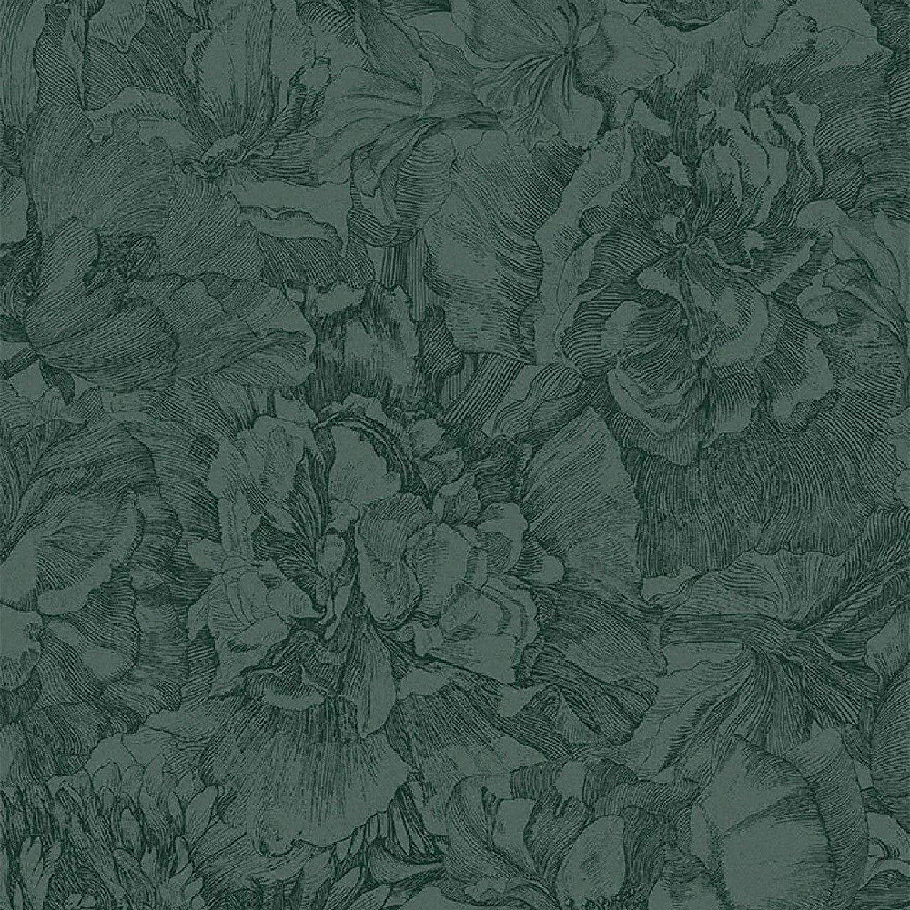 307345 - Museum Flowers Wallpaper - Teal - Eijffinger