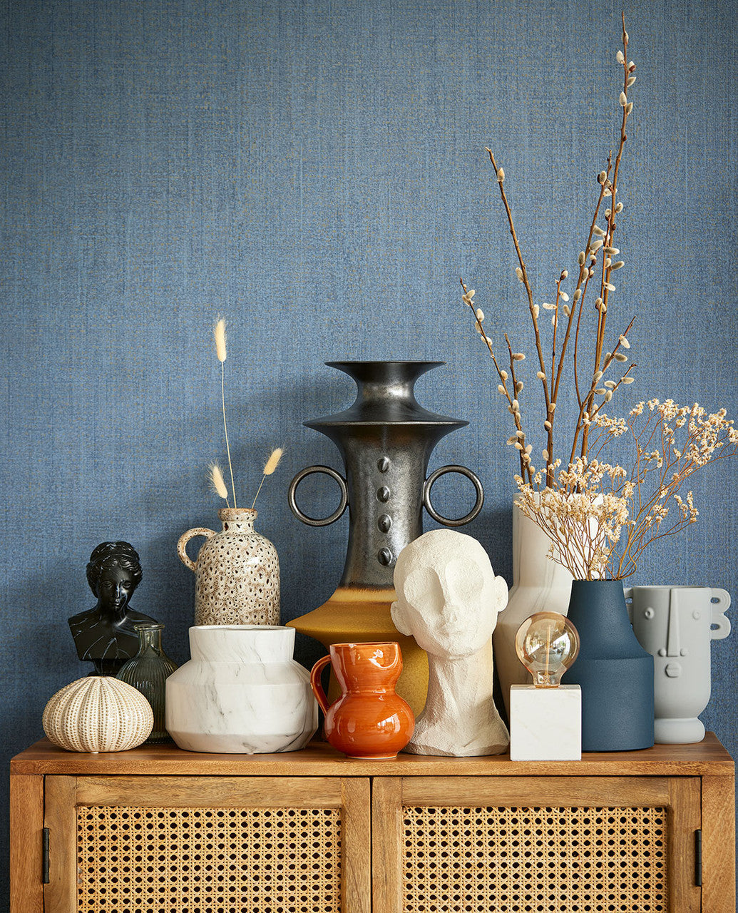 307352 - Museum Speckled Texture Wallpaper - Blue - Eijffinger