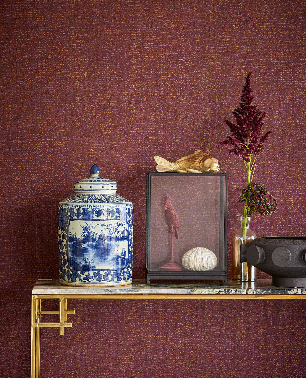 307356 - Museum Speckled Texture Wallpaper - Red - Eijffinger