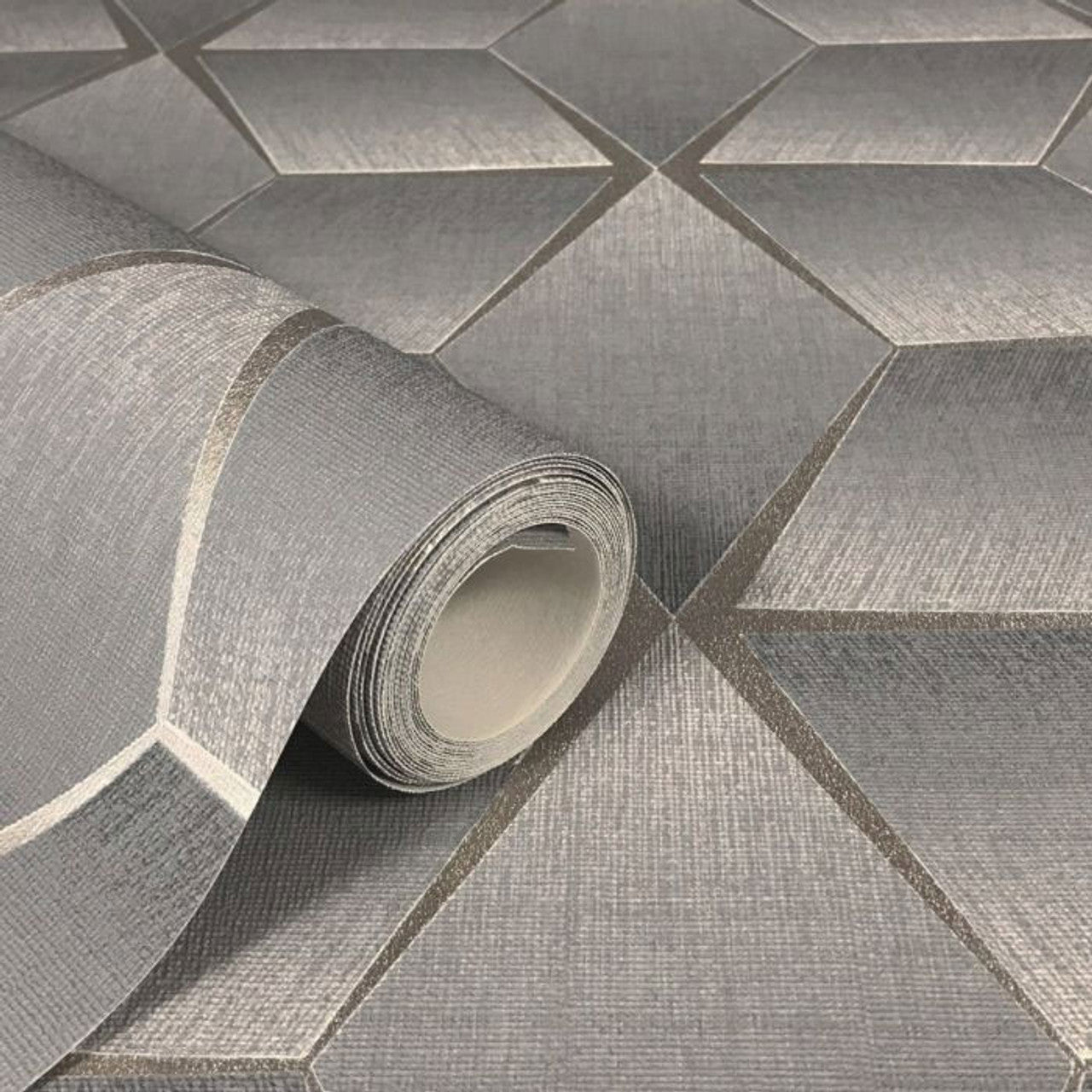 310610 - Luxor Geo Wallpaper - Grey - Rasch