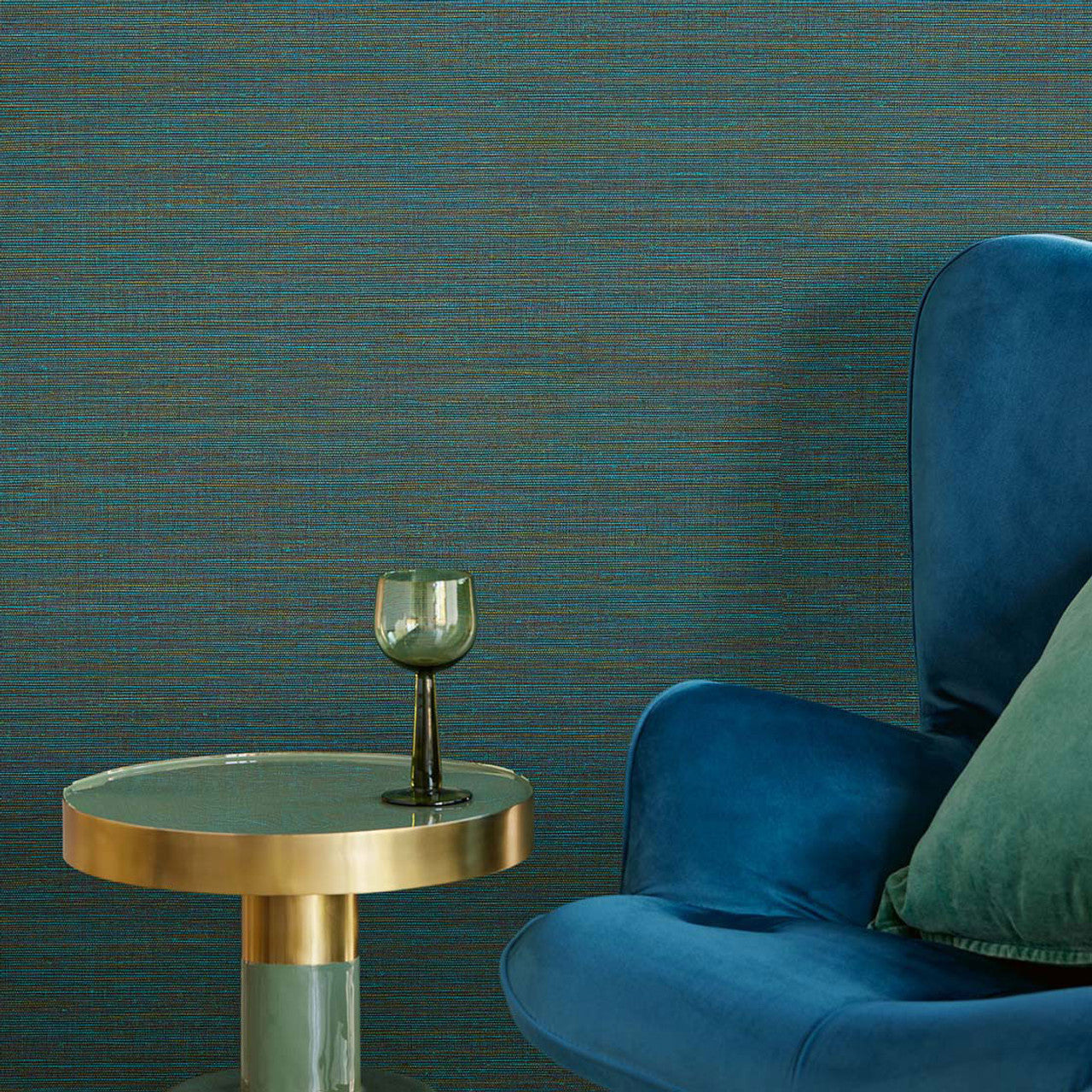 313508 - Woven Canvas Wallpaper - Teal - Eijffinger