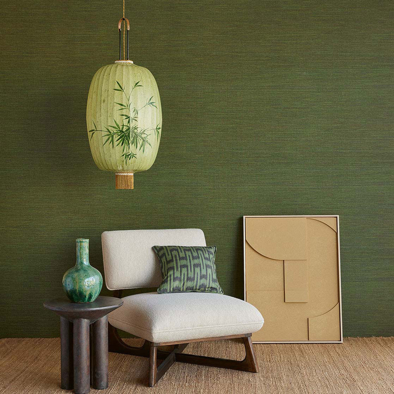313509 - Woven Canvas Wallpaper - Green - Eijffinger