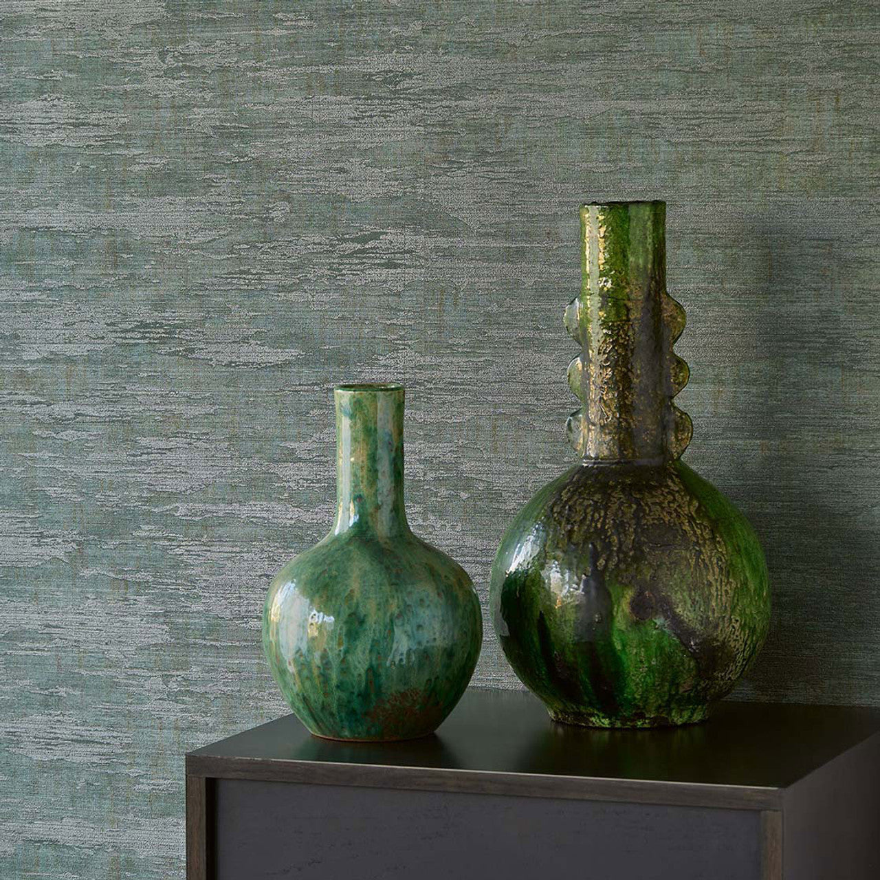 313544 - Textured Canvas Wallpaper - Green - Eijffinger