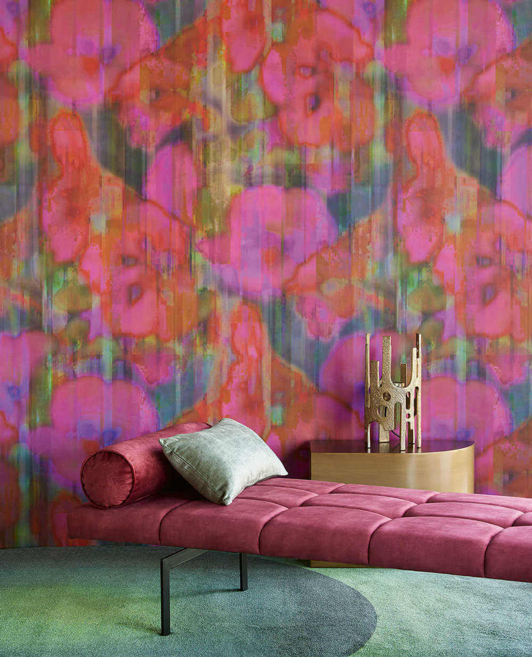 313572 - Inky Floral Mural Wallpaper - Red / Pink - Eijffinger