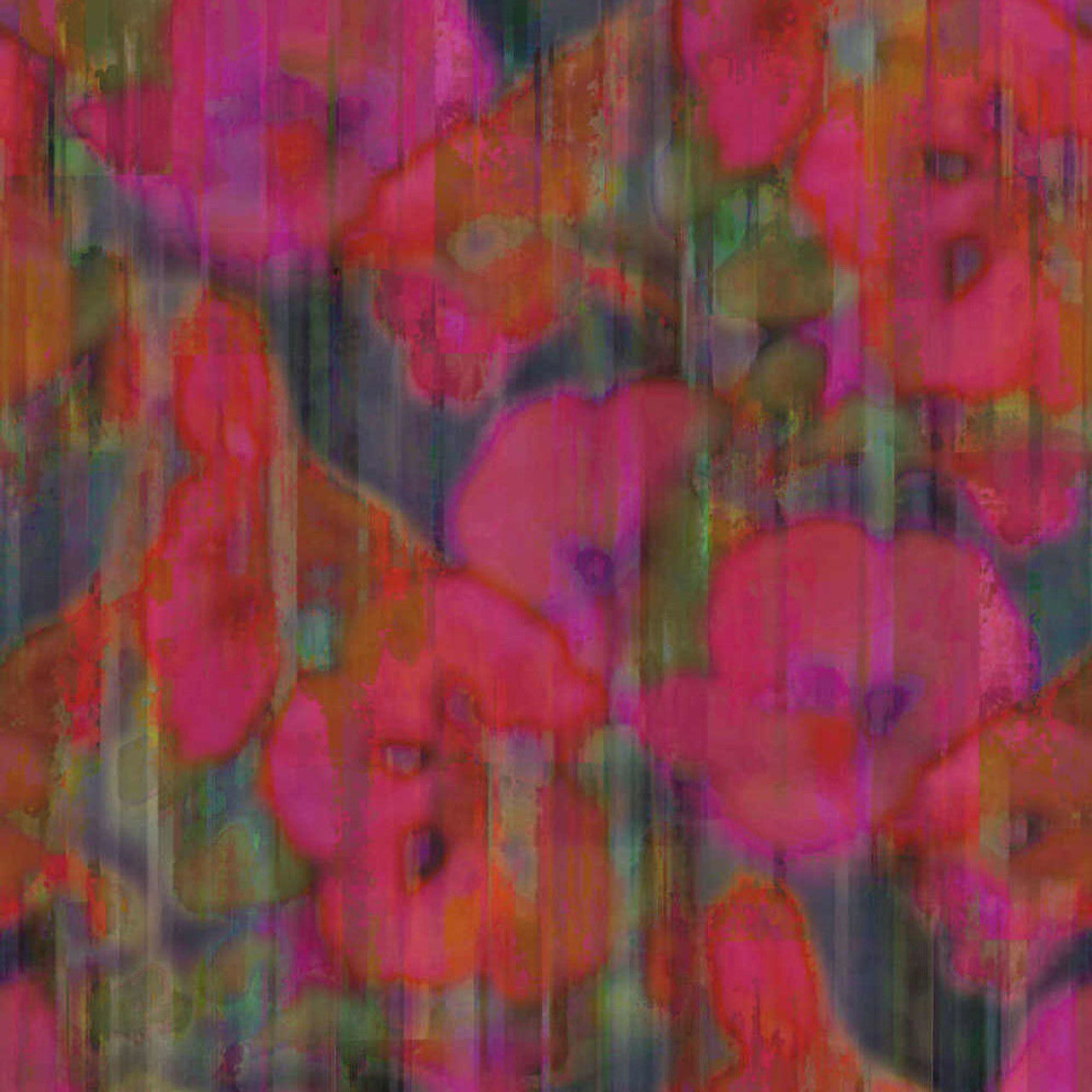 313572 - Inky Floral Mural Wallpaper - Red / Pink - Eijffinger