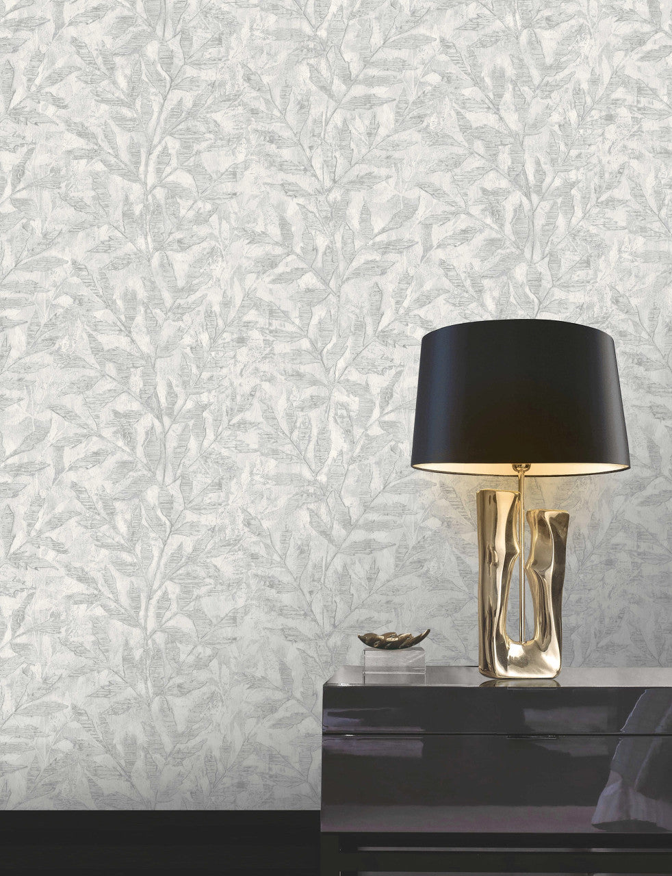 315011 - Richmond Leaf Wallpaper - Grey - Rasch